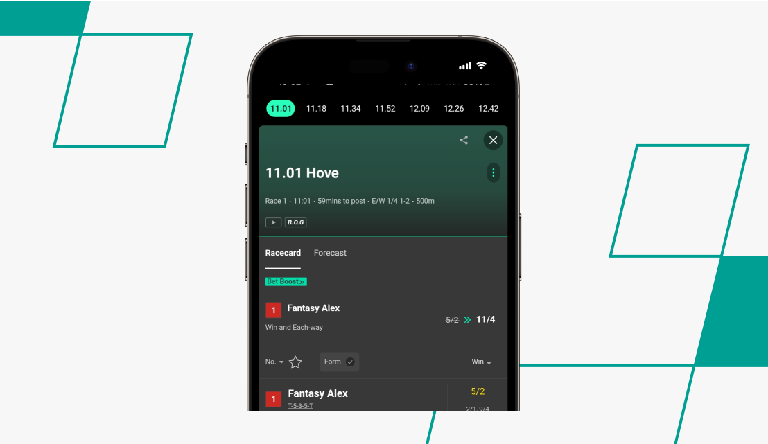 Greyhounds market racecard on bet365