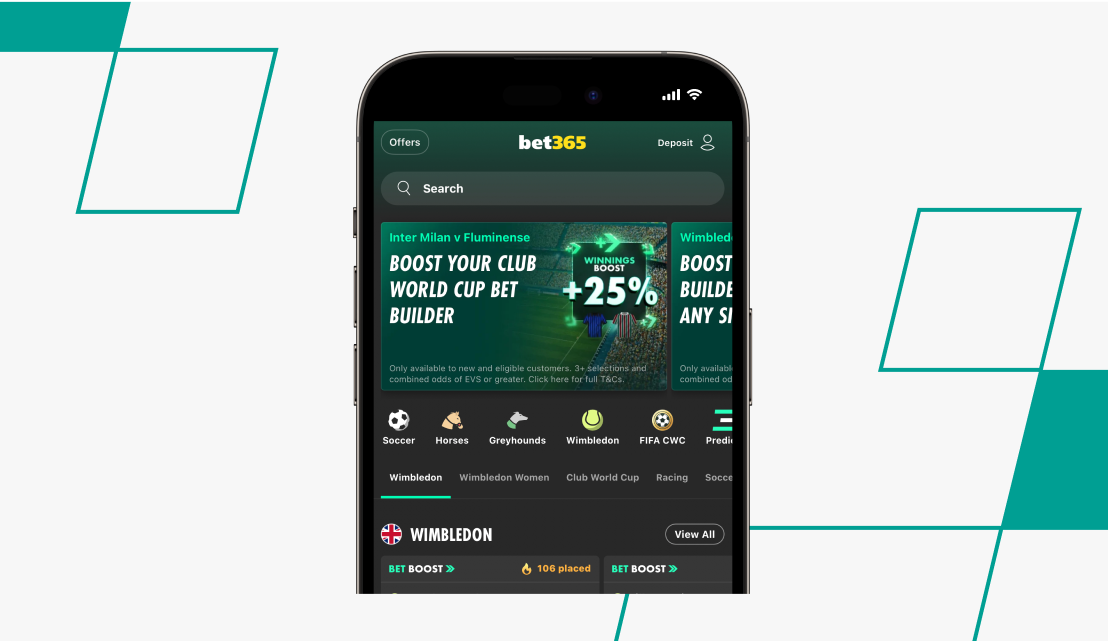 screenshot of bet365's homepage