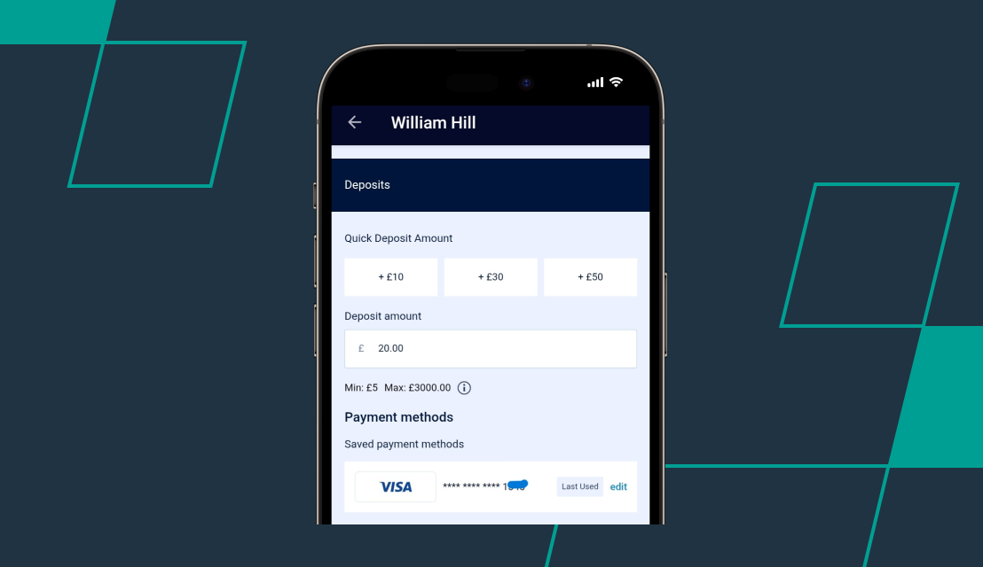 screenshot of william hill's deposit page