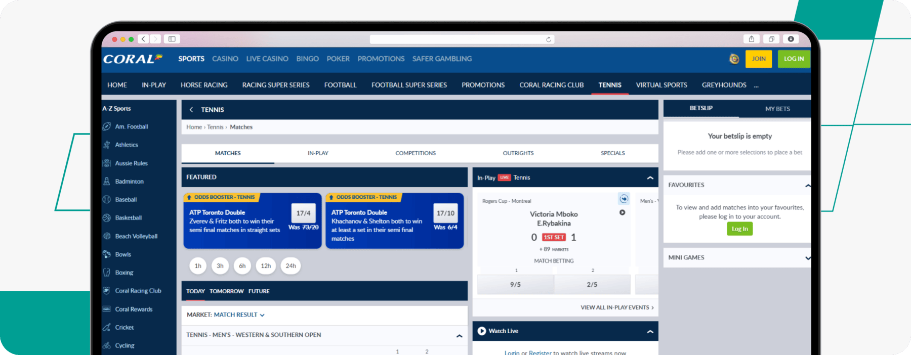 Tennis market on coral