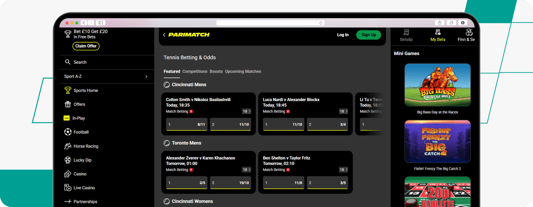 Parimatch tennis market