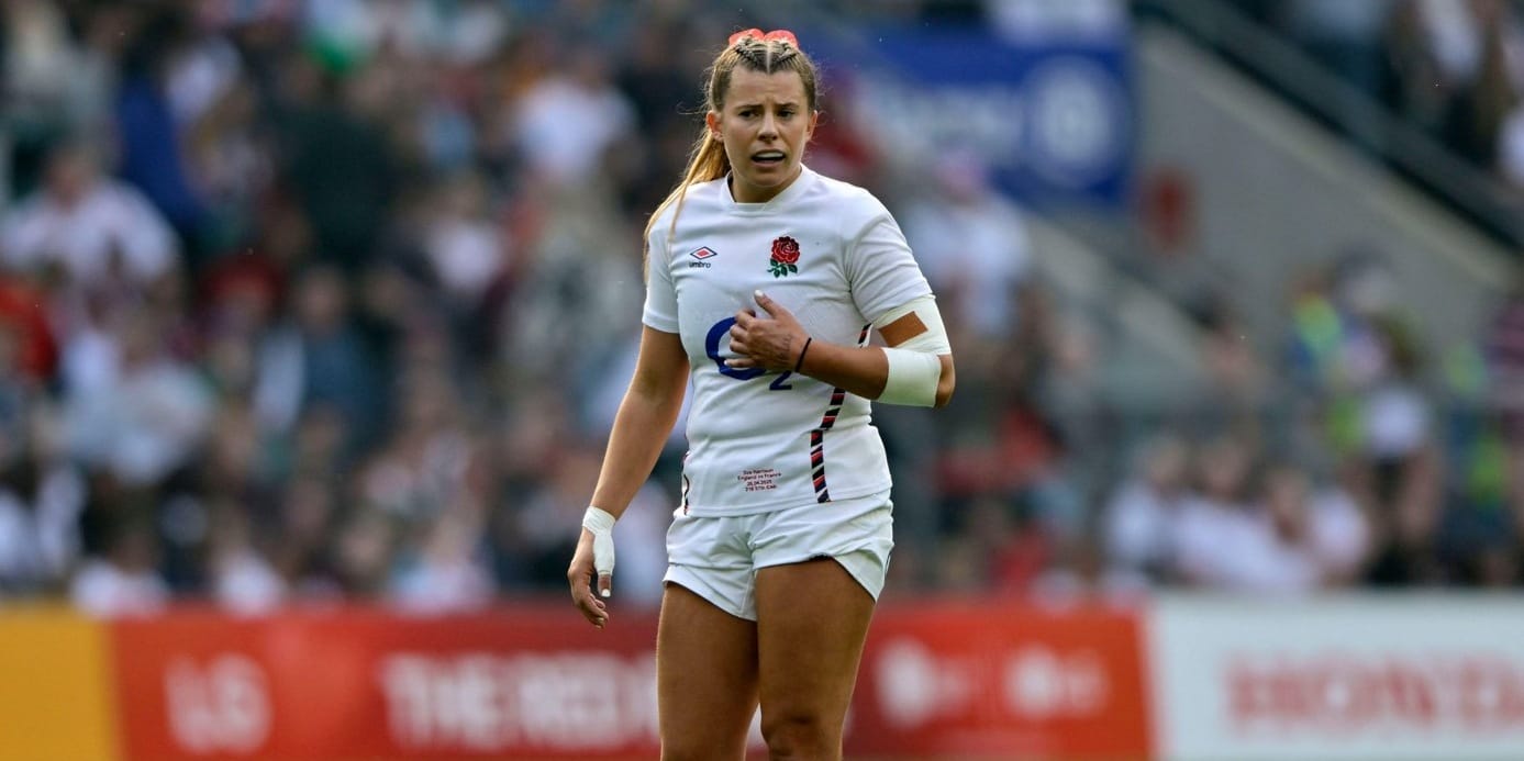 Zoe Harrison stands in anticipation during the England vs France Women's Six Nations Game