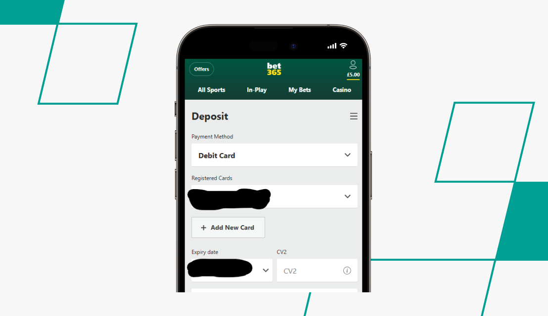 screenshot of bet365 deposit page