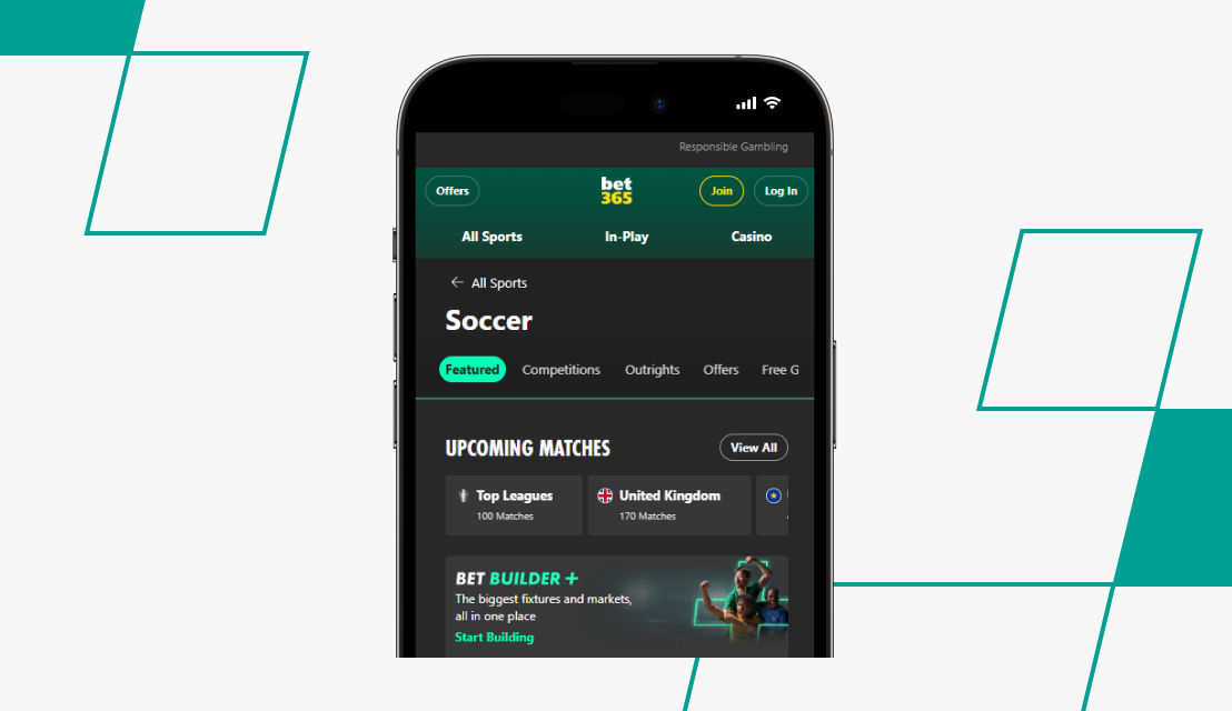 screenshot of bet365 football betting page