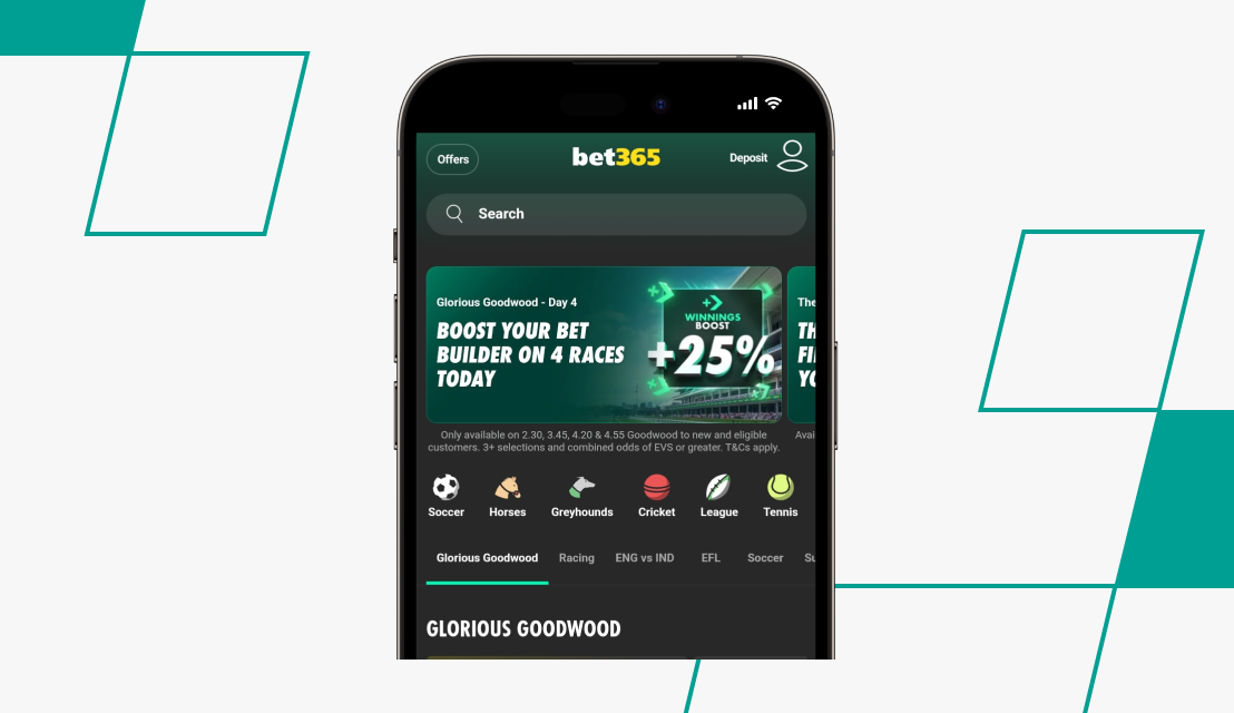 screenshot of bet365 sportsbook homepage