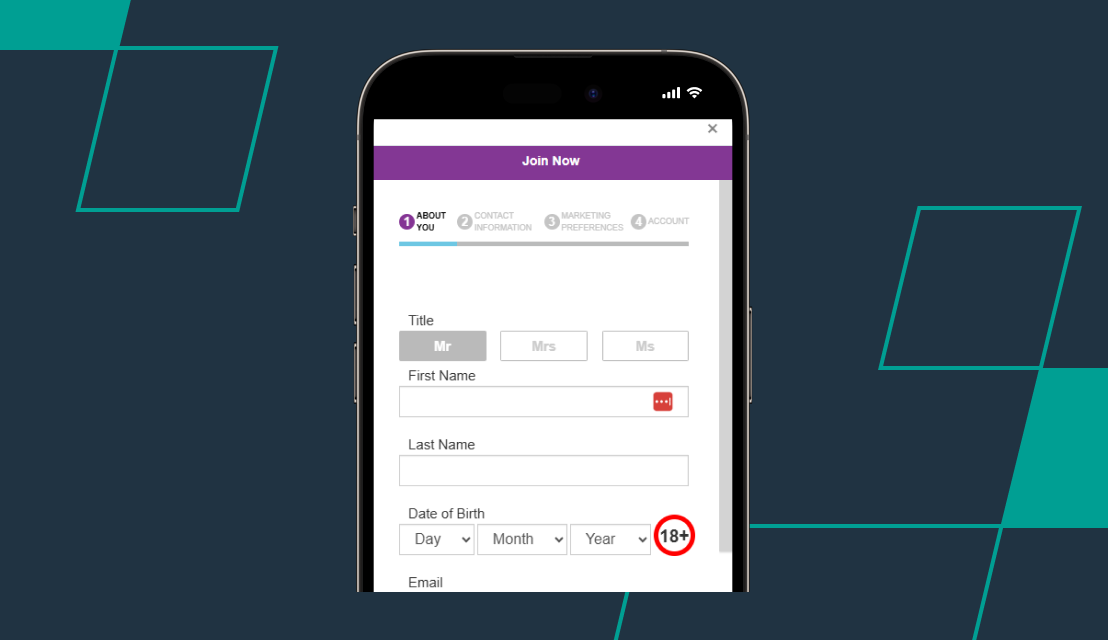screenshot of betdaq registration step 1