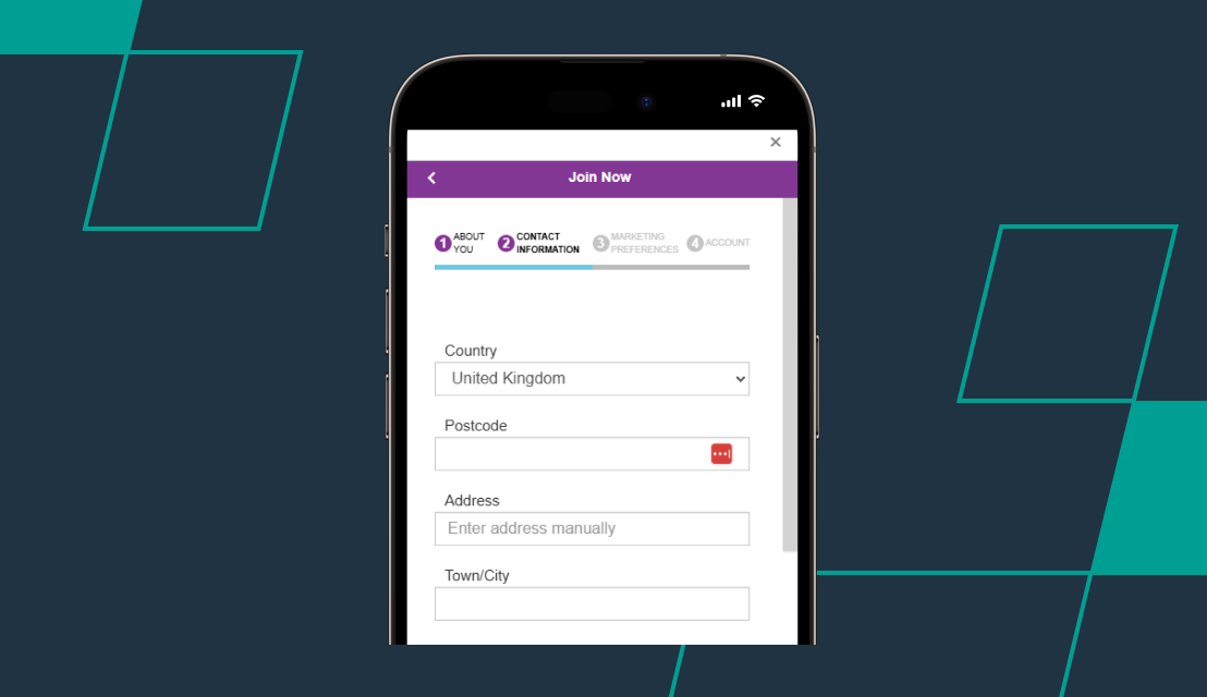 screenshot of betdaq registration step 2