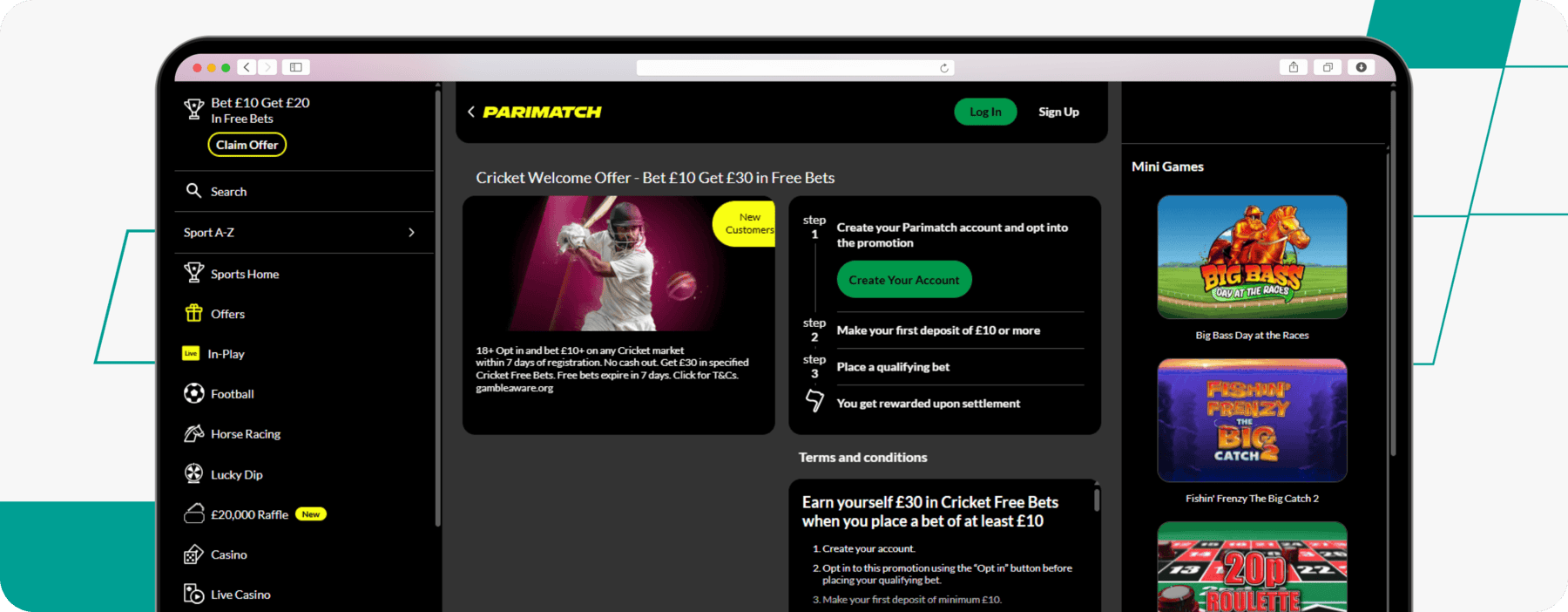 screenshot of parimatch cricket welcome offer