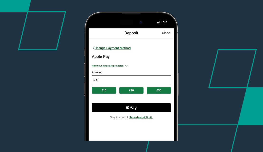 screenshot of unibet deposit using apple pay