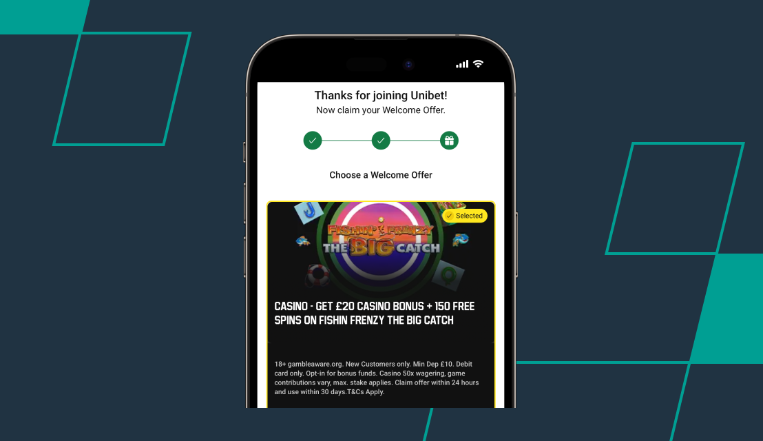 screenshot of unibet registration confirmation