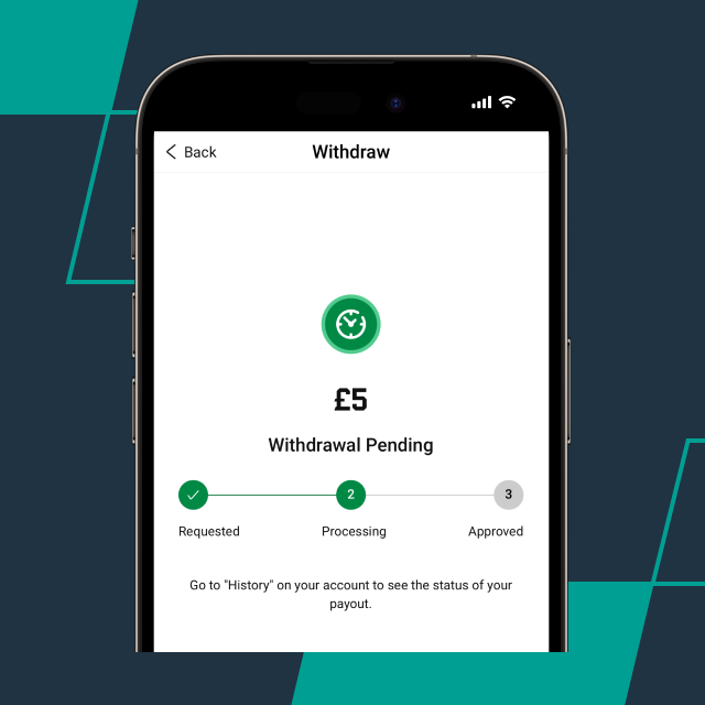 Unibet withdrawal pending interface on mobile
