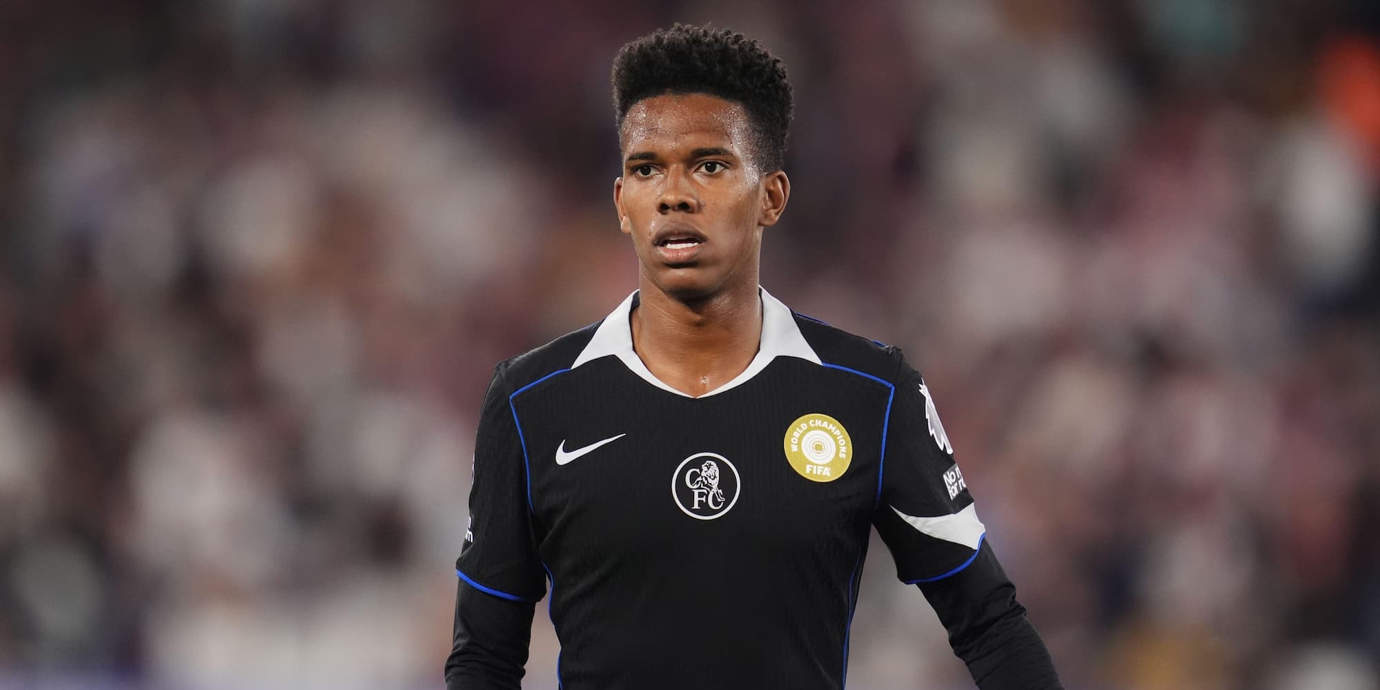 Estevao waits in anticipation during a Premier League game against West Ham on August 22nd, 2025