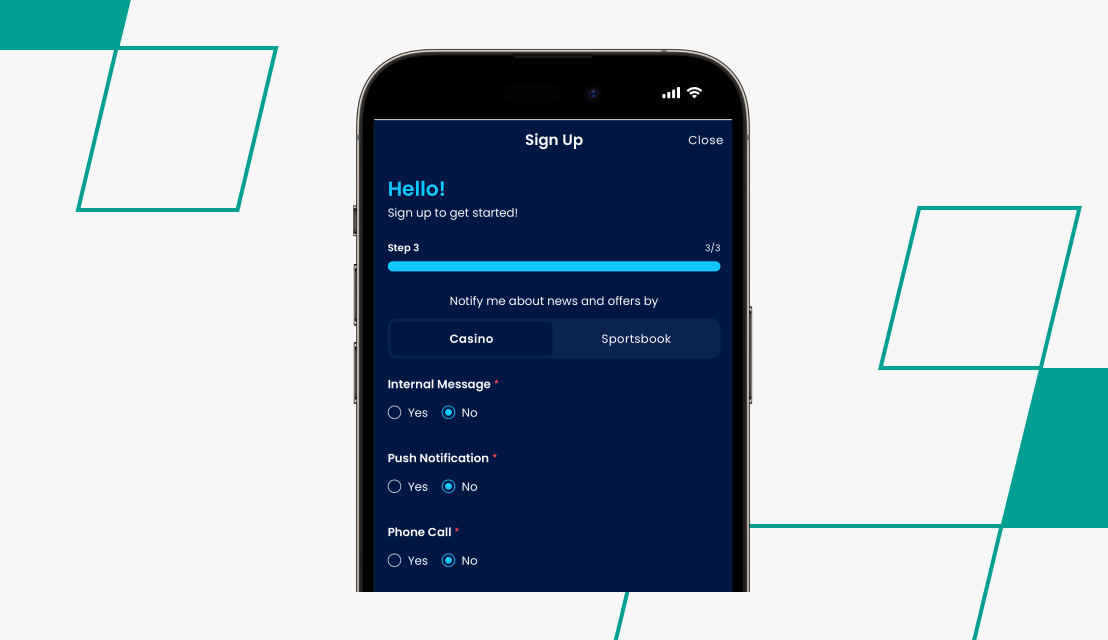 Highbet registration process step 1
