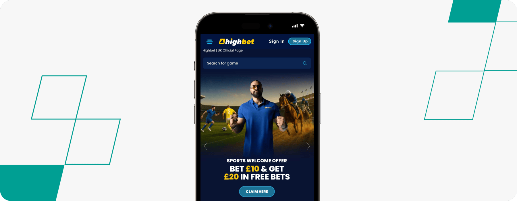 screenshot of highbet sports welcome offer