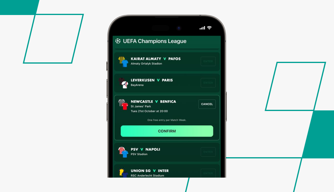 screenshot of bet365 ucl offer match confirmation