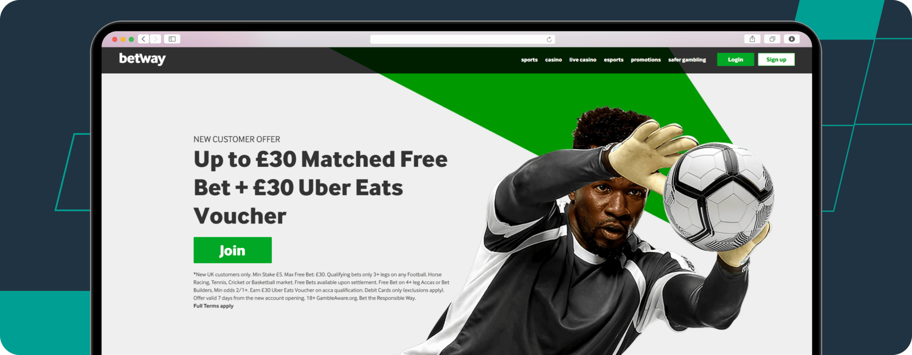 screenshot of betway sports welcome offer