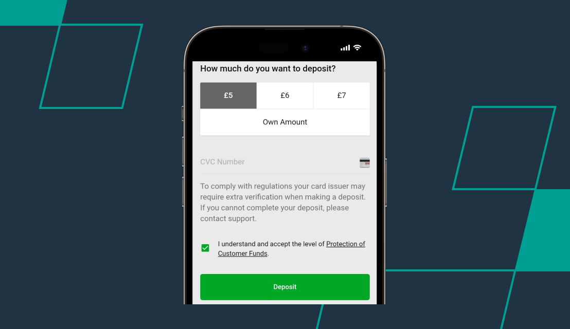 screenshot of betway deposit terms agreement