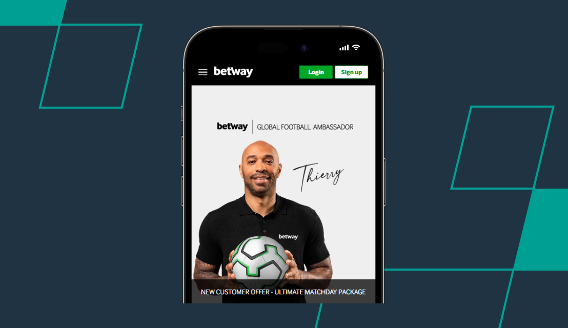 screenshot of betway welcome offer landing page