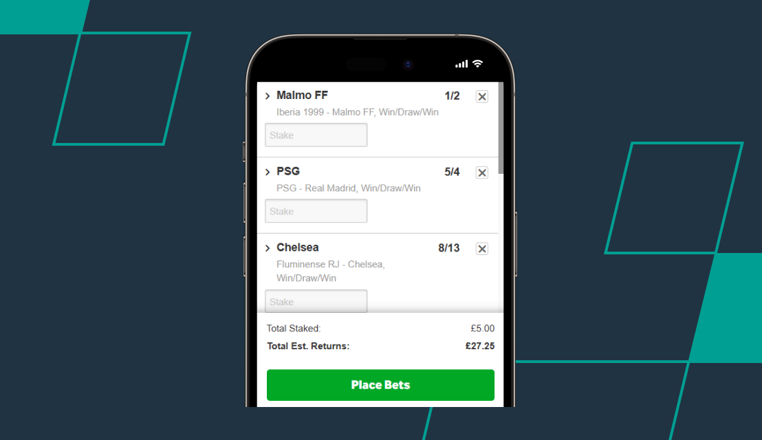 screenshot of betway qualifying bet slip