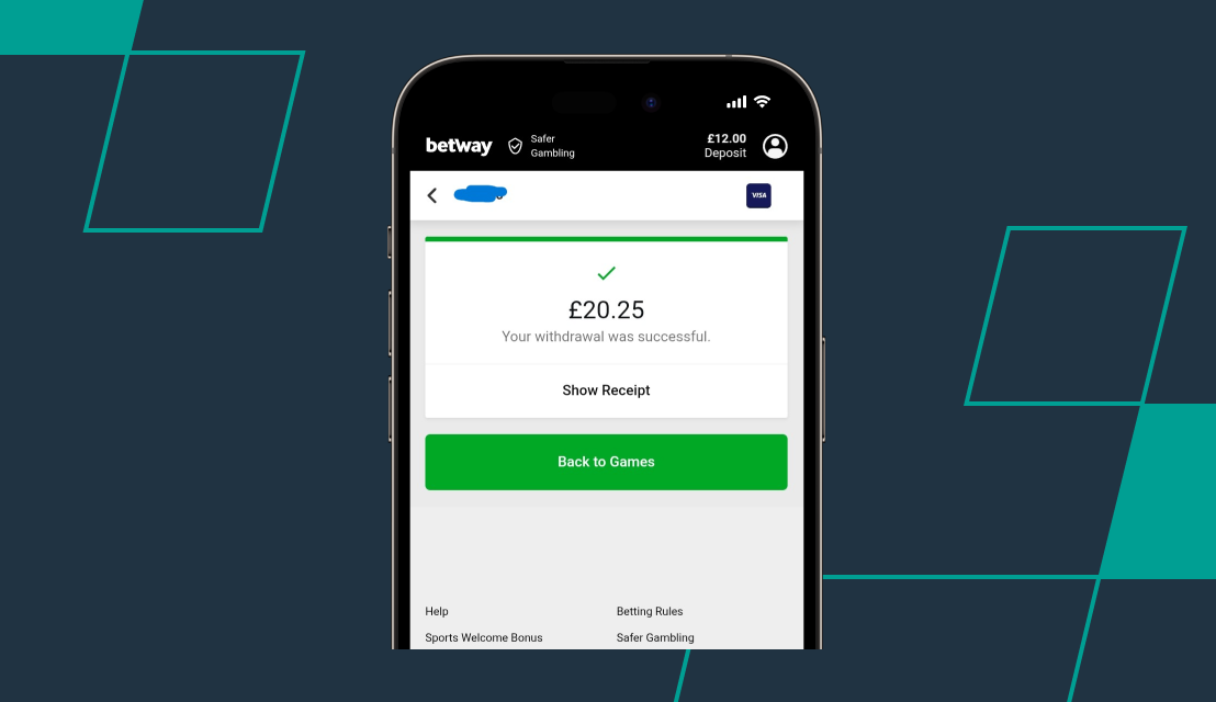 sceenshot of betway withdrawal confirmation