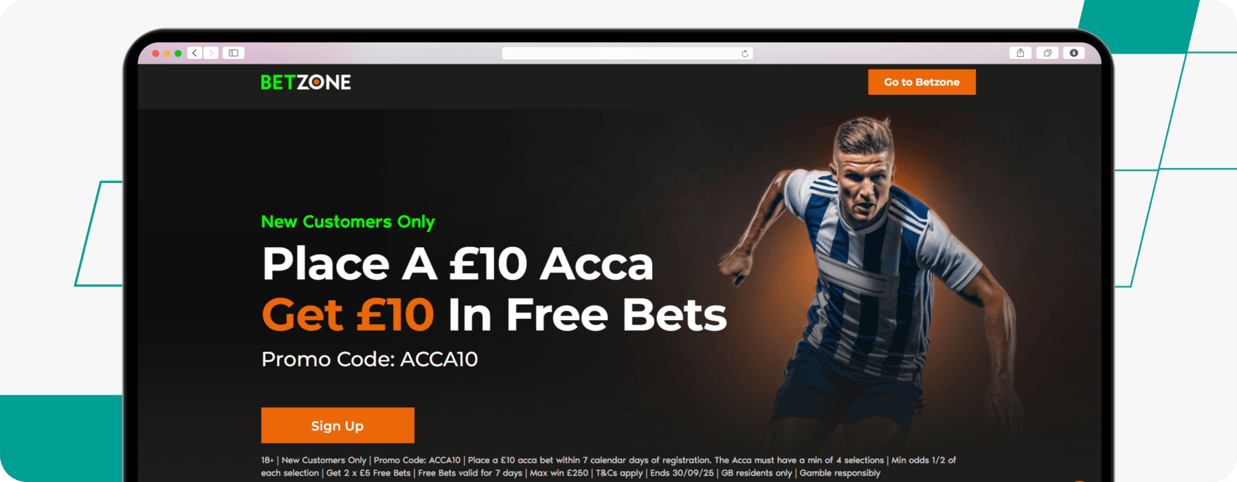 screenshot of betzone sports welcome offer