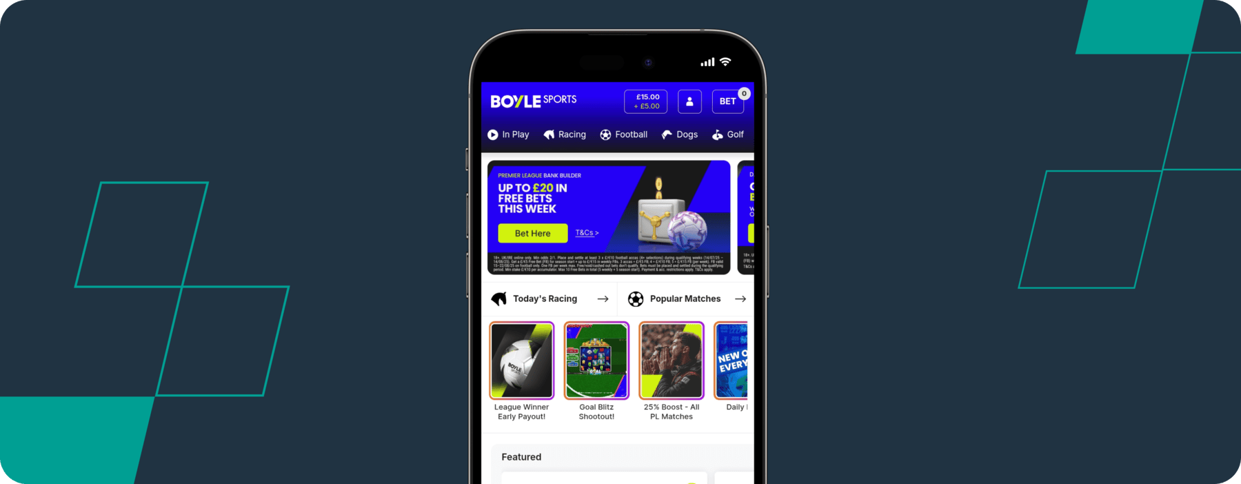 screenshot of boylesports mobile app