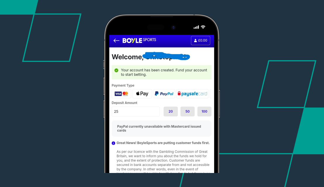 screenshot of boylesports registration process step 5