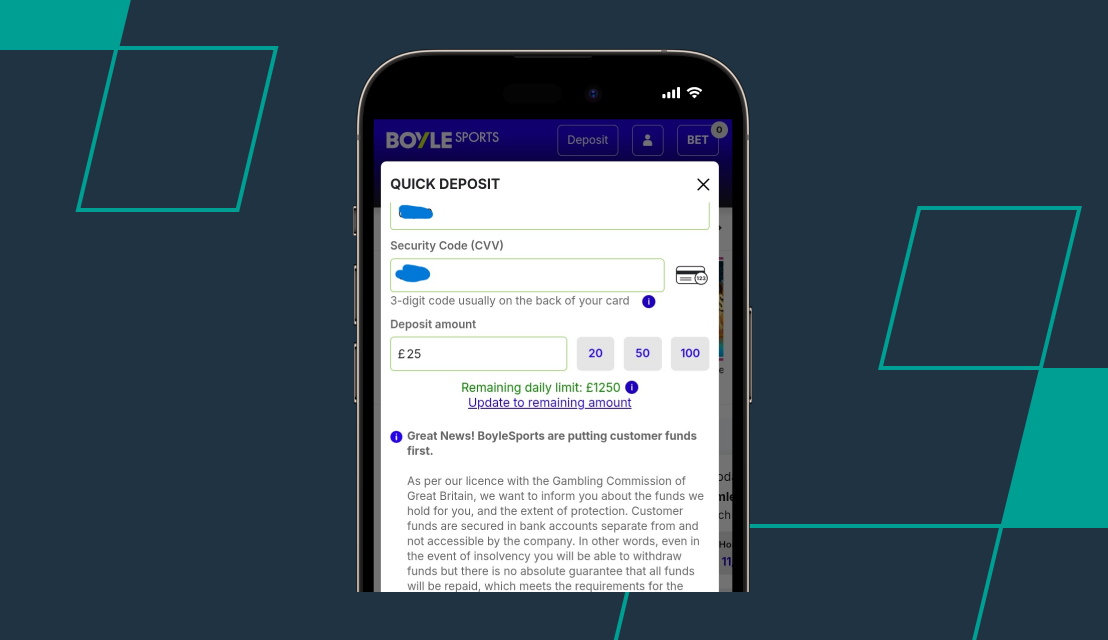 screenshot of boylesports registration process step 6