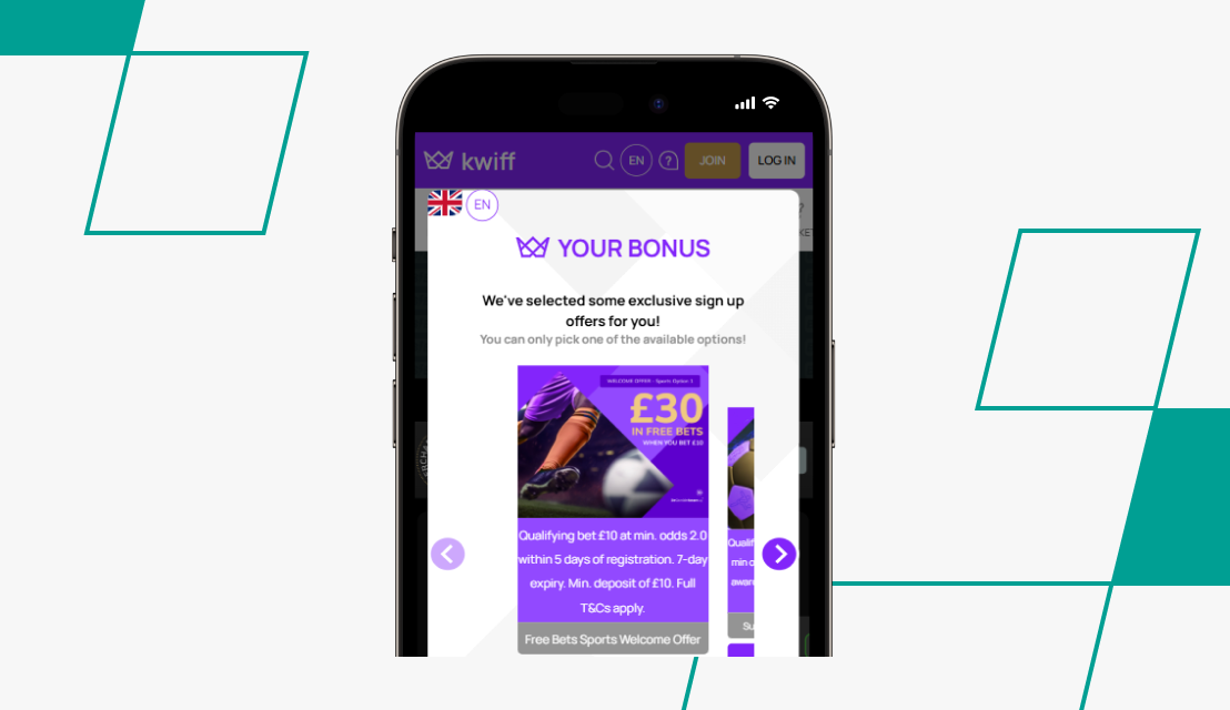 screenshot of kwiff registration process step 5