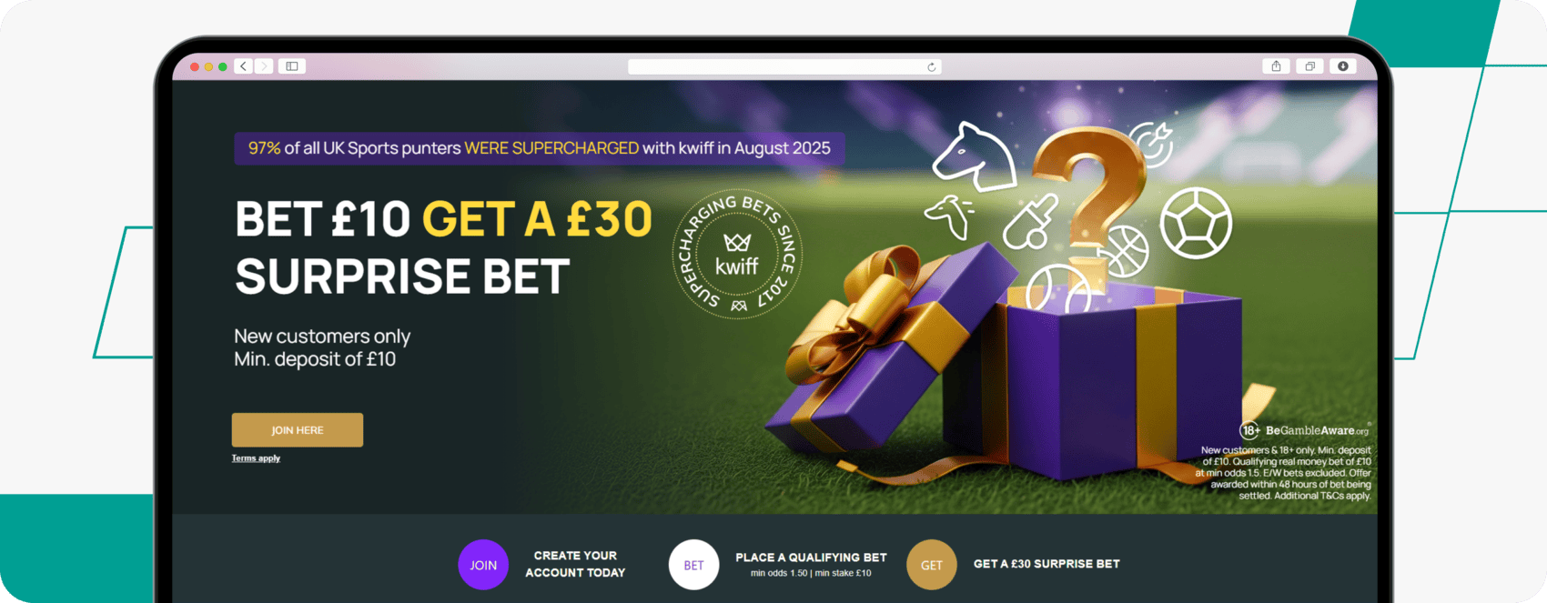 screenshot of kwiff surprise bet welcome offer