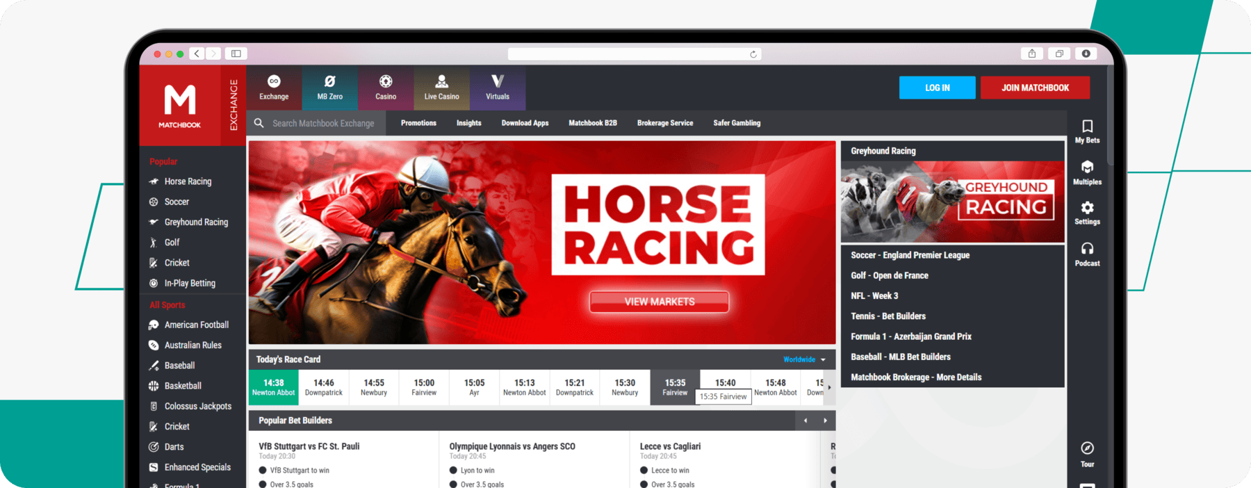 screenshot of matchbook ireland site