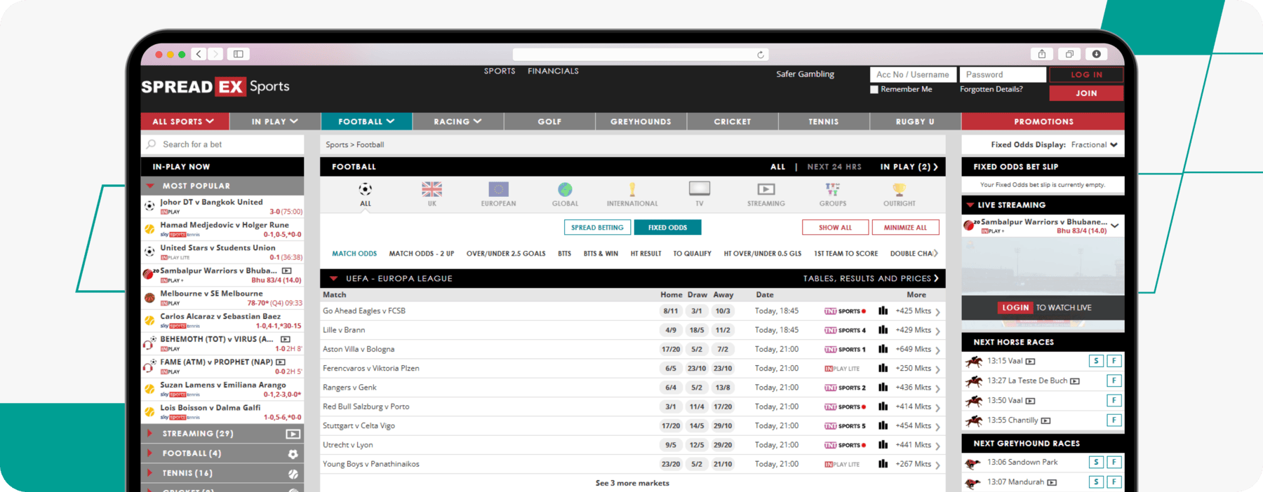 screenshot of spreadex ireland site