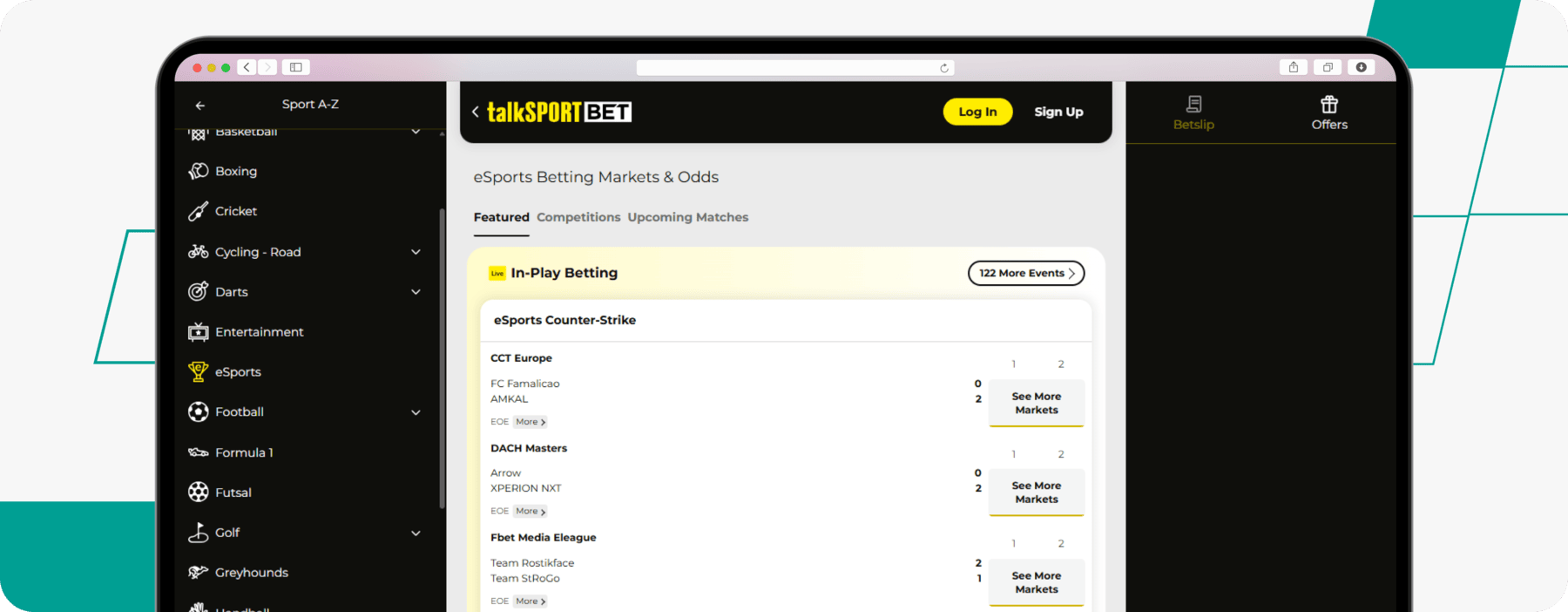 screenshot of talksport bet esports markets