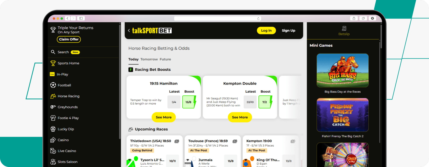 screenshot of talksport bet horse racing markets