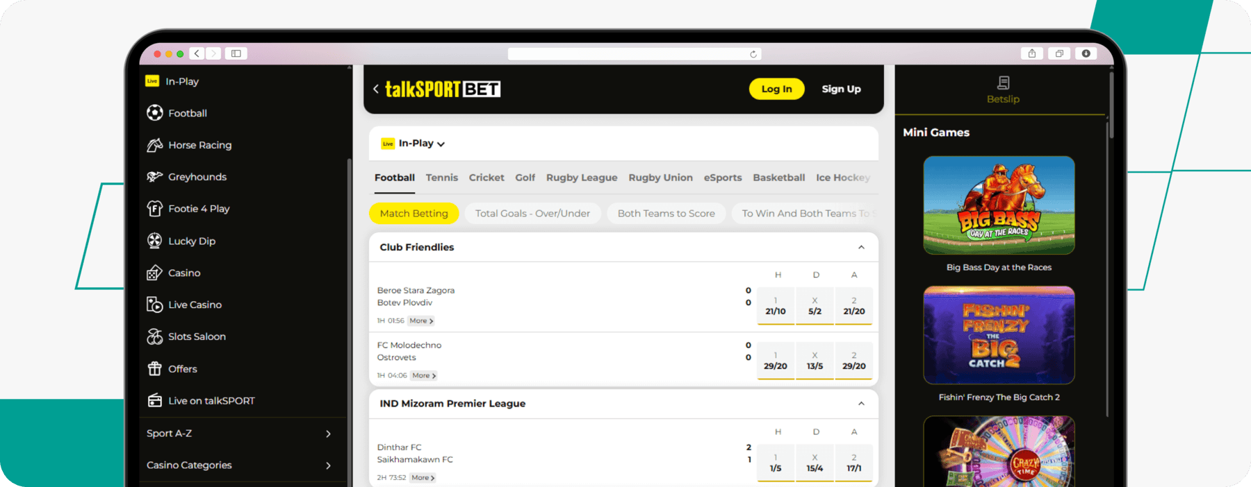 screenshot of talksport bet live betting