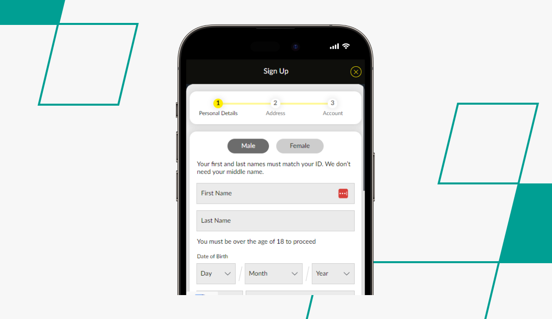 screenshot of talksport bet sign up step 1