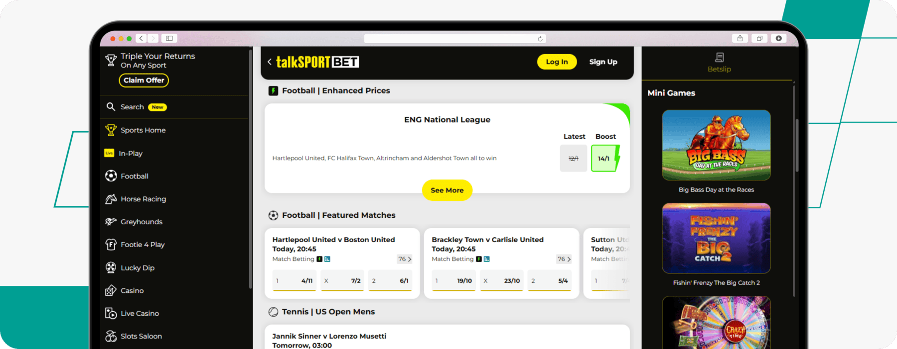screenshot of talksport bet sportsbook markets