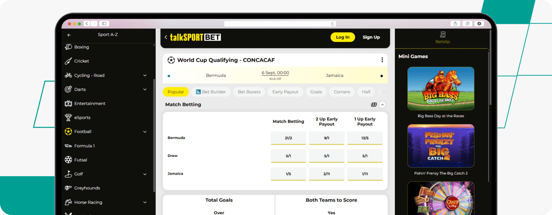 screenshot of talksport bet sportsbook odds