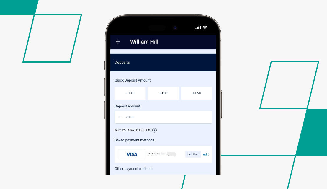 screenshot of william hill deposit step 1