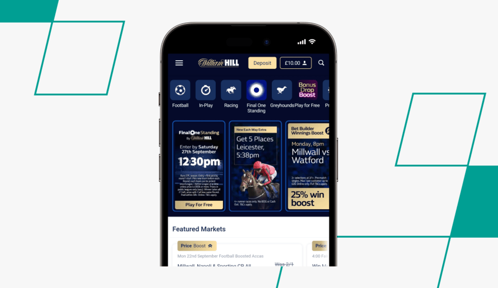 screenshot of william hill homepage
