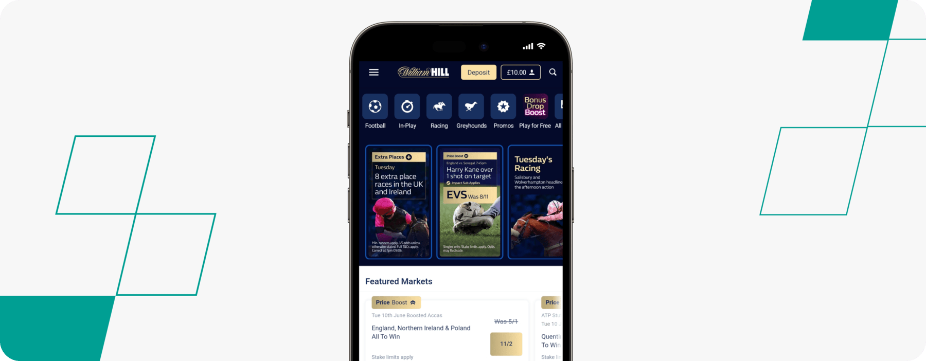 screenshot of william hill mobile app
