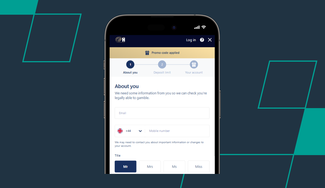screenshot of william hill registration step 1