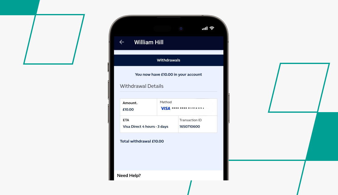 screenshot of william hill withdrawal step 4