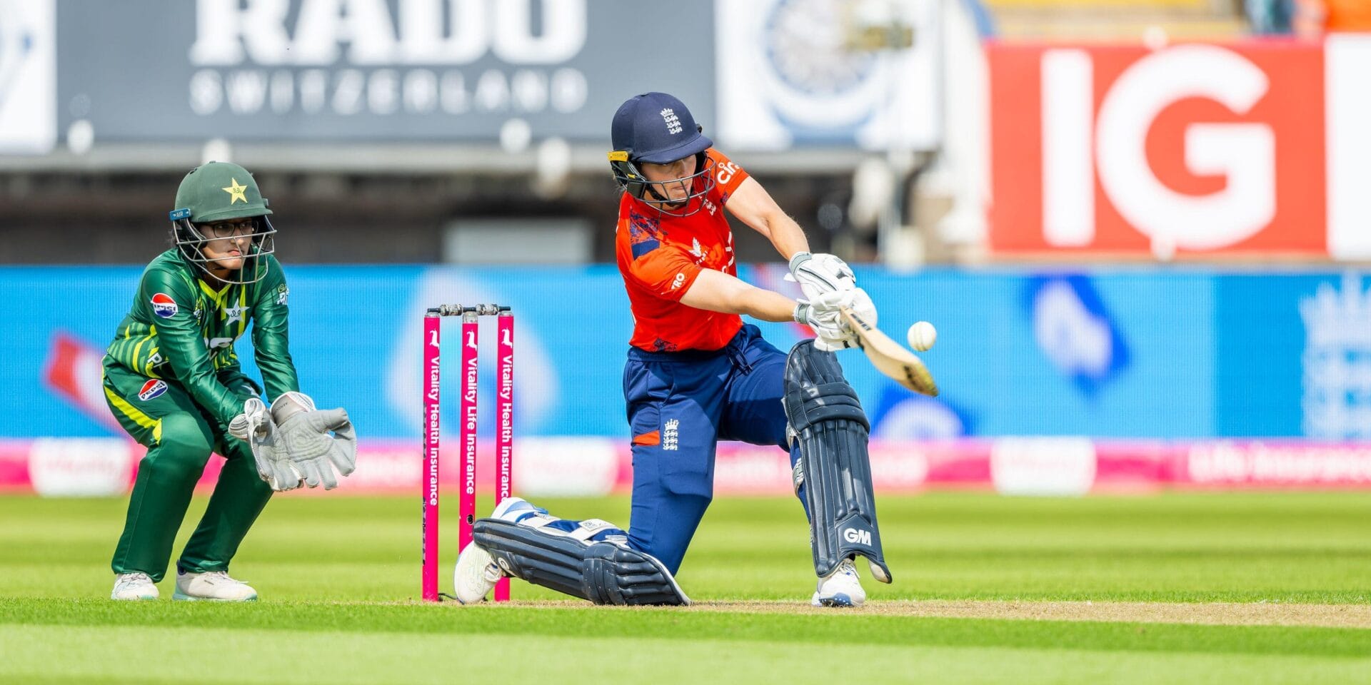 Amy Jones batting for England during the Vitality T20 International Series between England and Pakistan