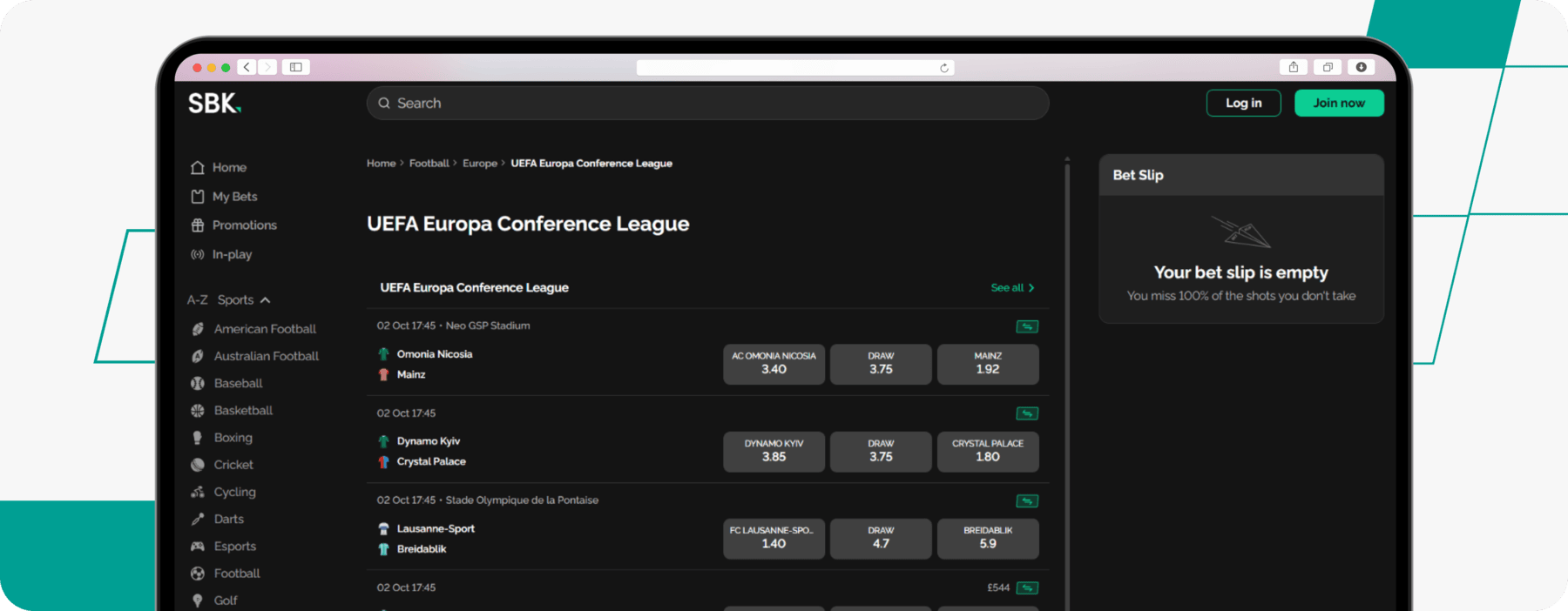 SBK UEFA Conference league market