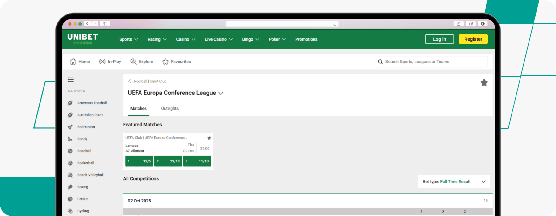 Unibet UEFA Conference league market
