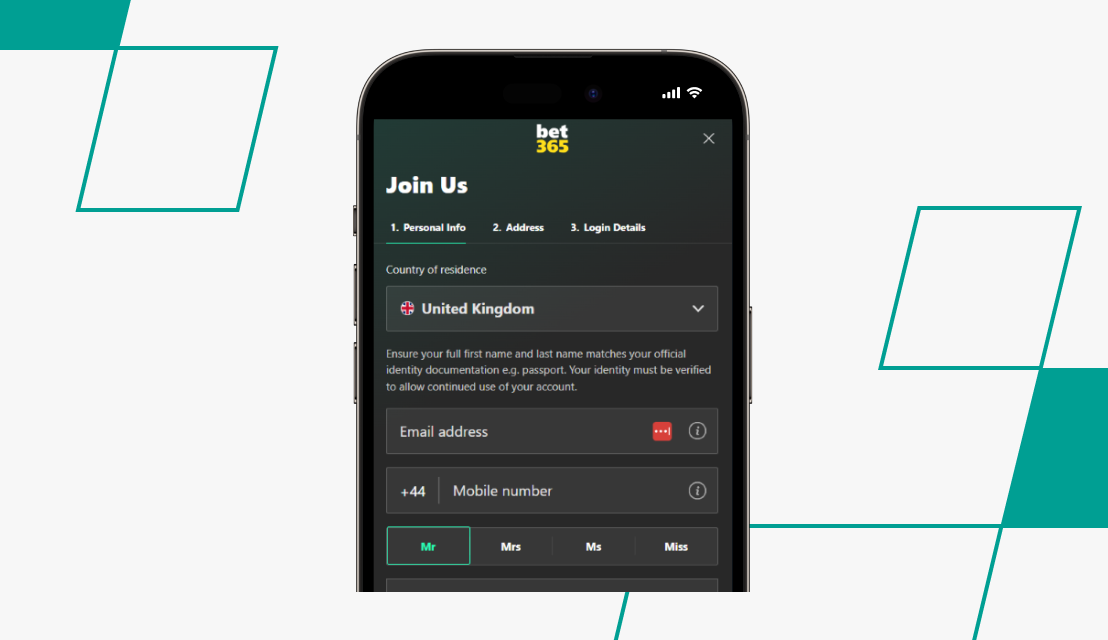 Join us screen on bet365