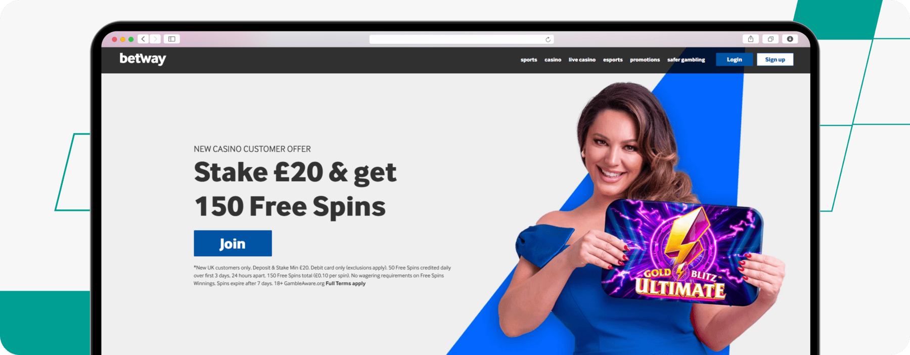 screenshot of Betway Casino Welcome Offer