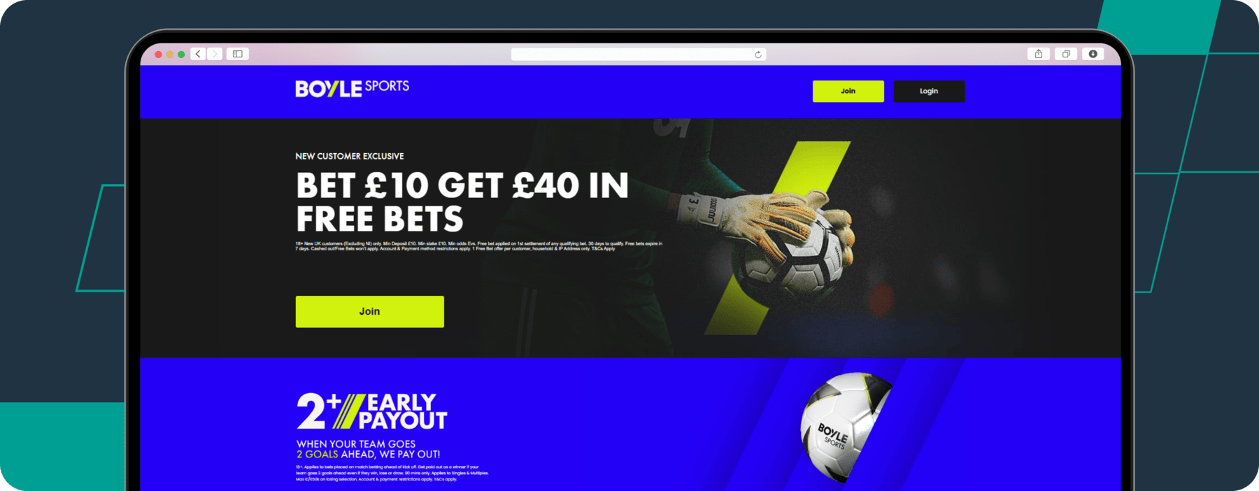 screenshot of boylesports bet 10 get 40 welcome offer