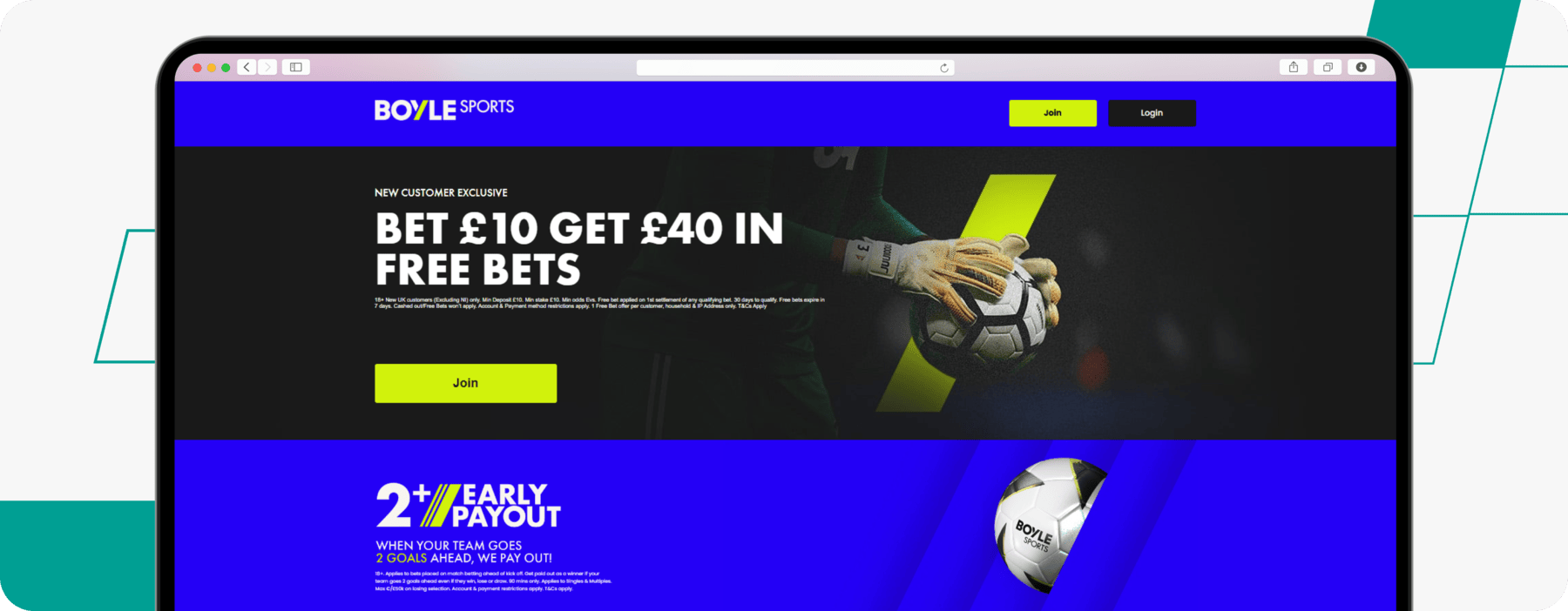 screenshot of boylesports bet 10 get 40 welcome offer